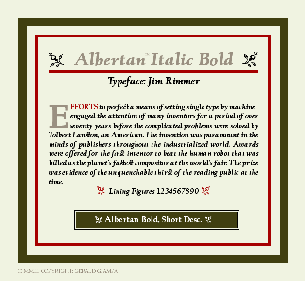ALBERTAN BOLD  ITALIC