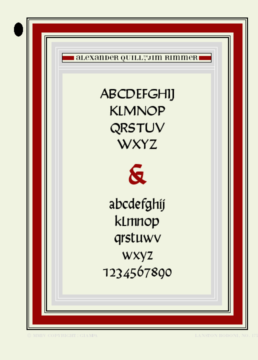 Alexander Quill, Jim Rimmer, type designer