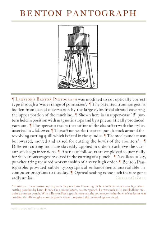 BENTON PANTOGRAPH MACHINE