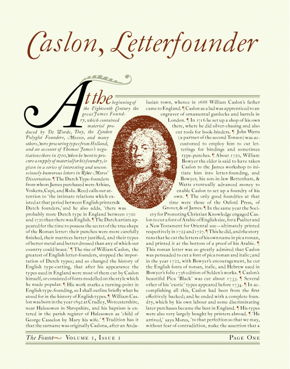 WILLIAM CASLON, LETTERFOUNDER