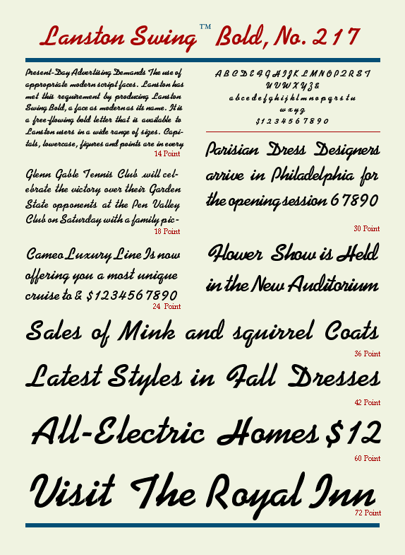 Lanston Swing Bold, No. 217